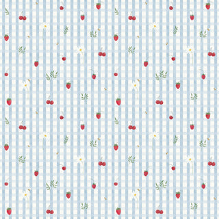 Tecido Berries xadrez com berries azul pequeno