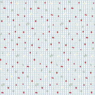 Papel de parede Berries xadrez com berries azul