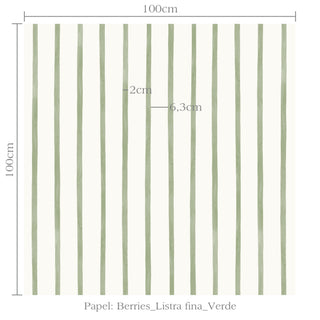 Papel de parede Berries listra fina verde