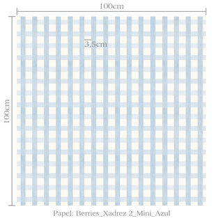 Papel de parede Berries xadrez 2 mini azul