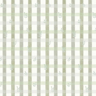 Papel de parede Cogumelos xadrez verde com folhas
