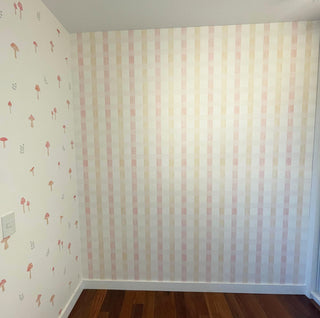 Papel de parede Balões xadrez 2 pequeno rosa e amarelo