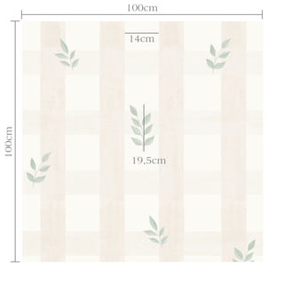 Papel de parede Cogumelos xadrez bege com folhas