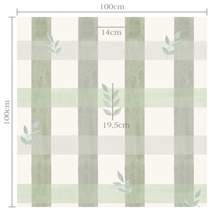 Papel de parede Cogumelos xadrez verde com folhas