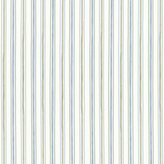 Papel de parede Collab Tom + Coisas da Lu listra com bolinhas azul e verde