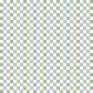 Papel de parede Collab Tom + Coisas da Lu quadriculado azul e verde