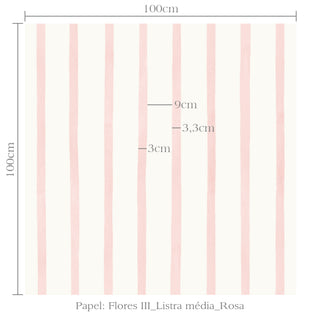 Papel de parede Flores III listra média rosa