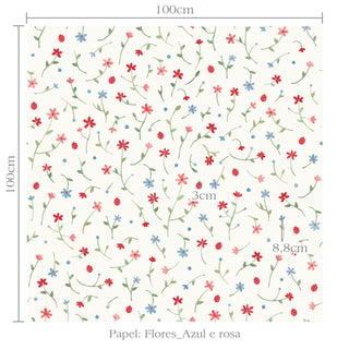 Papel de parede Flores azul e rosa