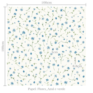 Papel de parede Flores azul e verde