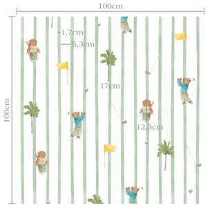 Papel de parede Golf ursos com listras verde
