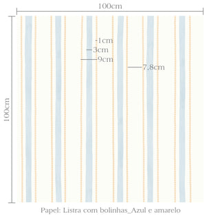 Papel de parede listra com bolinhas azul e amarelo