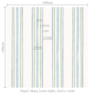 Papel de parede Mapa listra tripla azul e verde
