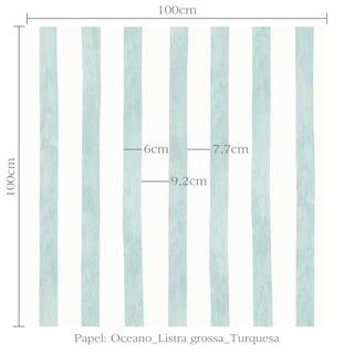 Papel de parede Oceano listra grossa turquesa