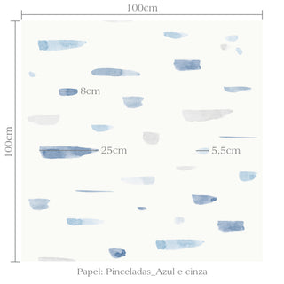 Papel de parede Pinceladas azul e cinza