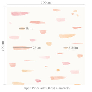 Papel de parede Pinceladas rosa e amarelo