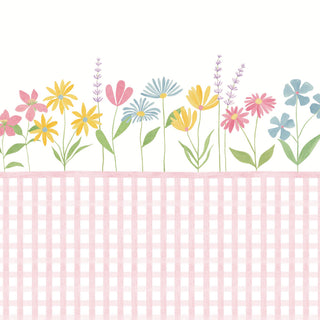 Papel de parede Primavera painel com xadrez rosa