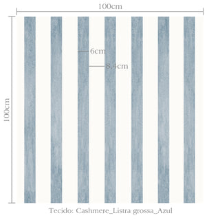 Tecido Cashmere listra grossa azul