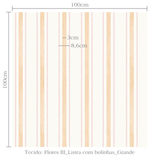 Tecido Flores III listra com bolinhas grande
