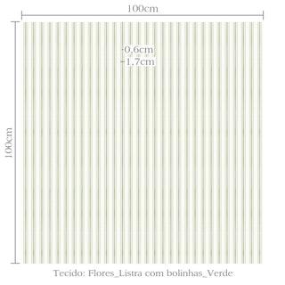Tecido Flores listra com bolinhas verde