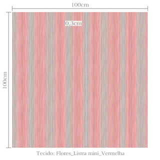 Tecido Flores listra mini vermelha
