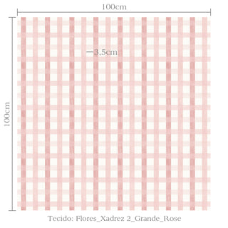 Tecido Flores xadrez 2 grande rose