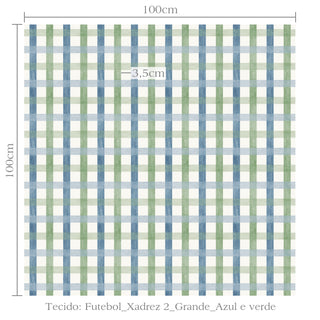 Tecido Futebol xadrez 2 grande azul e verde