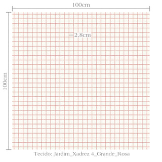 Tecido Jardim xadrez 4 grande rosa