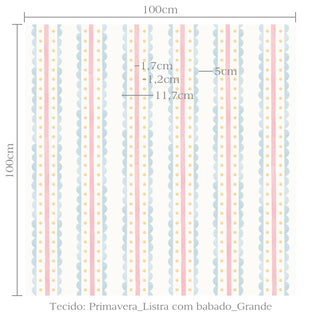Tecido Primavera listra com babado grande