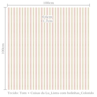 Tecido collab Tom + Coisas da Lu listra com bolinhas colorido