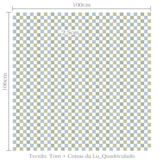 Tecido collab Tom + Coisas da Lu quadriculado azul e verde