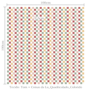 Tecido collab Tom + Coisas da Lu quadriculado colorido
