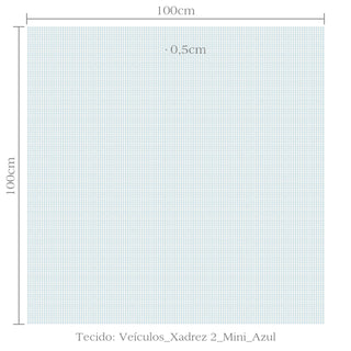 Tecido Veículos xadrez 2 mini azul