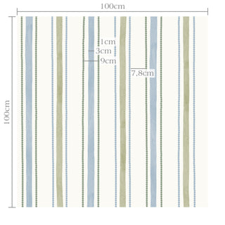 Papel de parede Collab Tom + Coisas da Lu listra com bolinhas azul e verde